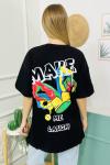 156438 B Yaka Baskili Oversize Tshirt